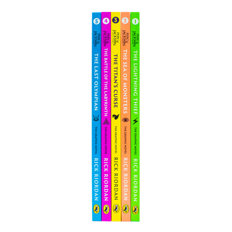 Percy Jackson Graphic Novels 5 Book Collection Set by Rick Riordan – Illustrated Children's Fantasy Adventure Series | Mythology, Young Readers & More