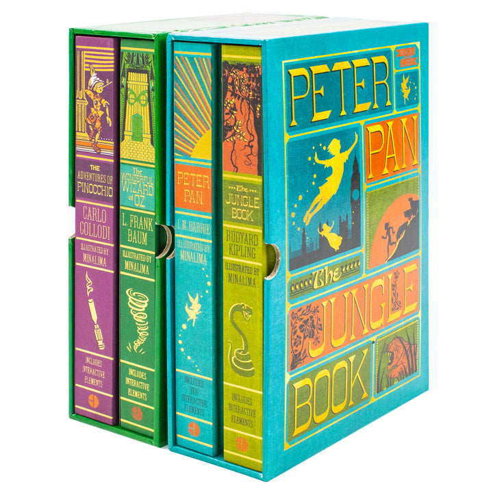 The Jungle Book, Peter Pan, The Wonderful Wizard and The Adventures of Pinocchio (Minalima Edition) 4 Books Collection Set