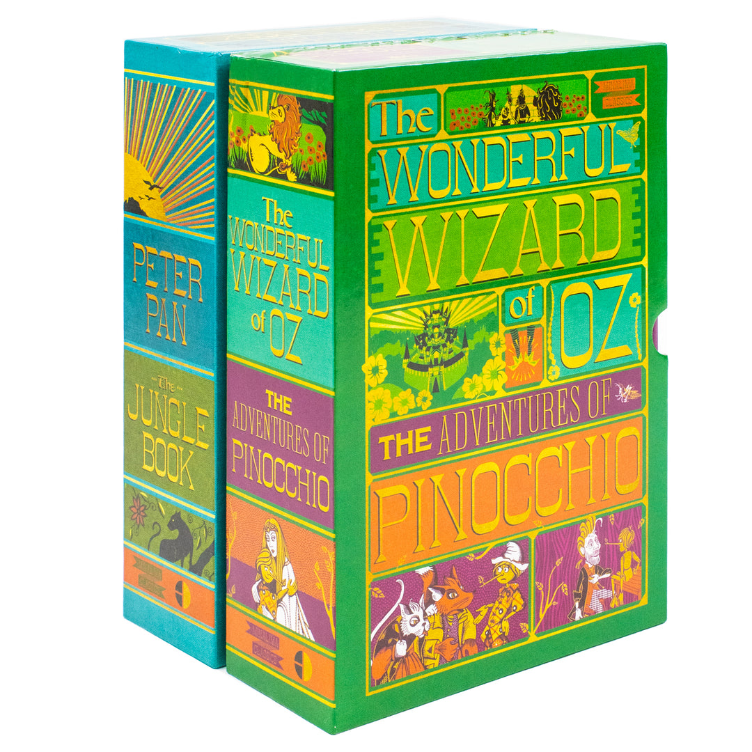 The Jungle Book, Peter Pan, The Wonderful Wizard and The Adventures of Pinocchio (Minalima Edition) 4 Books Collection Set