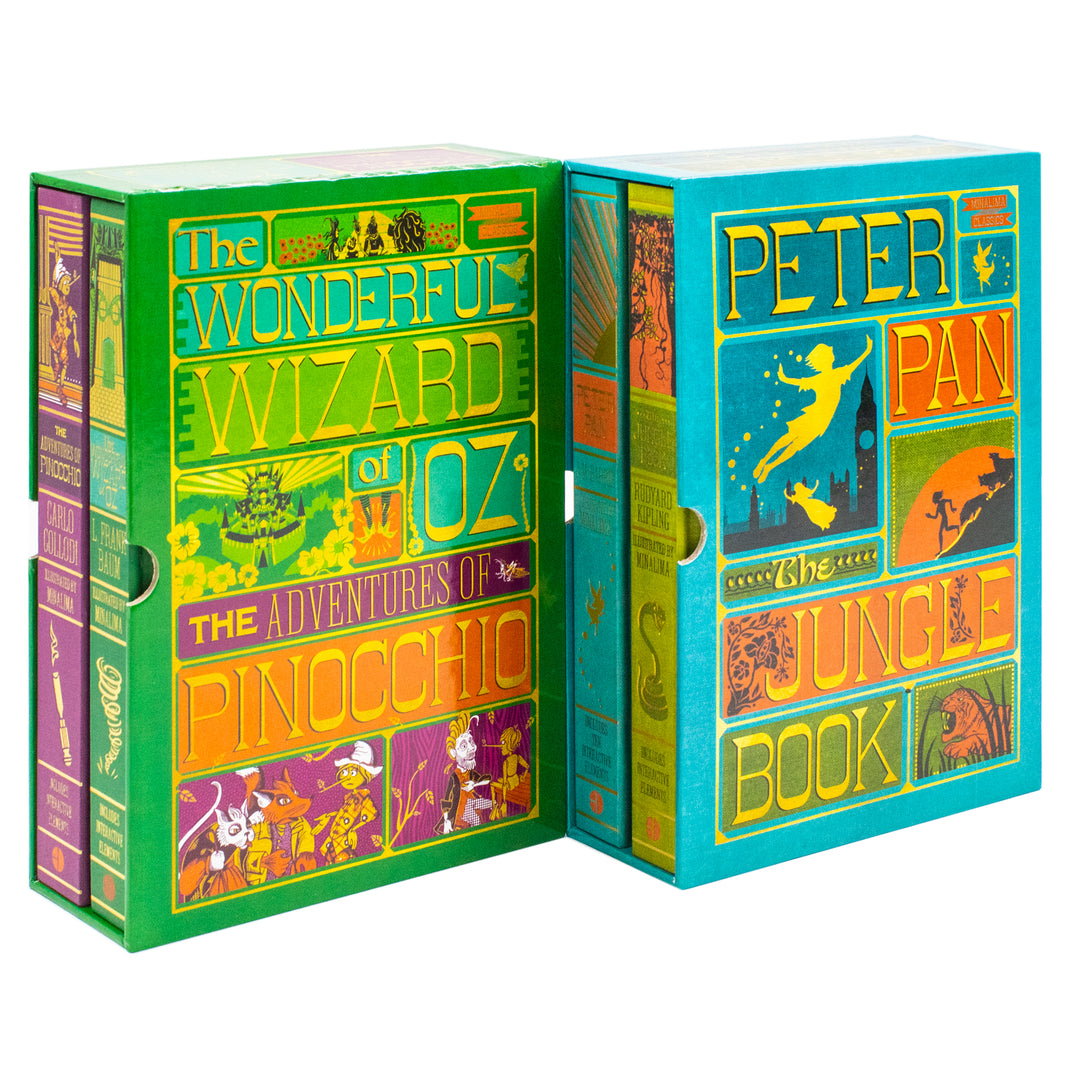 The Jungle Book, Peter Pan, The Wonderful Wizard and The Adventures of Pinocchio (Minalima Edition) 4 Books Collection Set