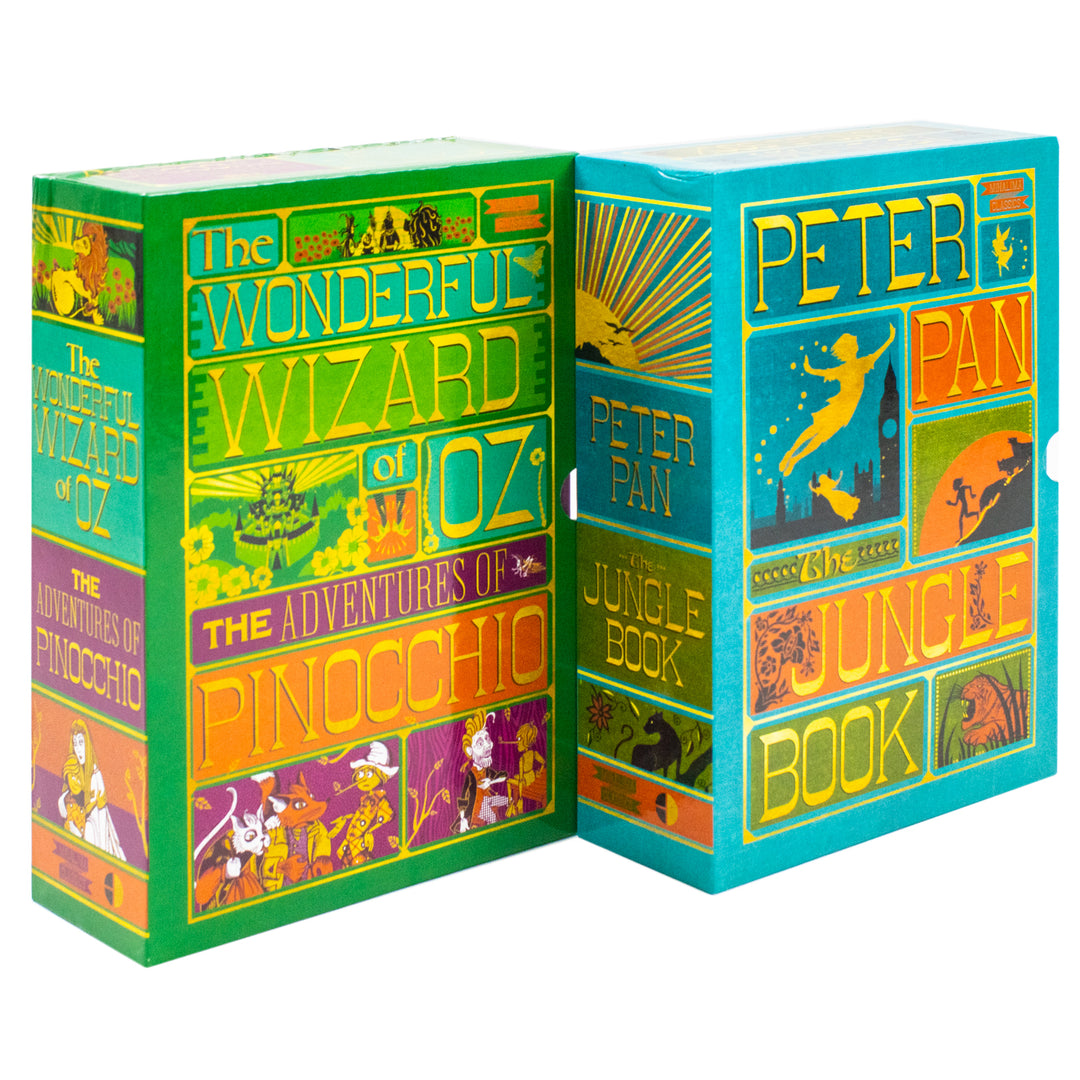 The Jungle Book, Peter Pan, The Wonderful Wizard and The Adventures of Pinocchio (Minalima Edition) 4 Books Collection Set