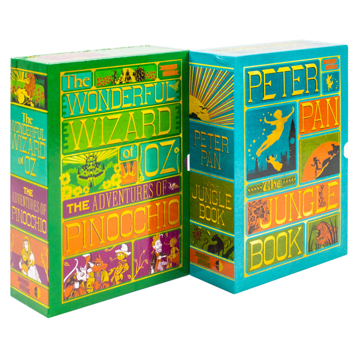 The Jungle Book, Peter Pan, The Wonderful Wizard and The Adventures of Pinocchio (Minalima Edition) 4 Books Collection Set