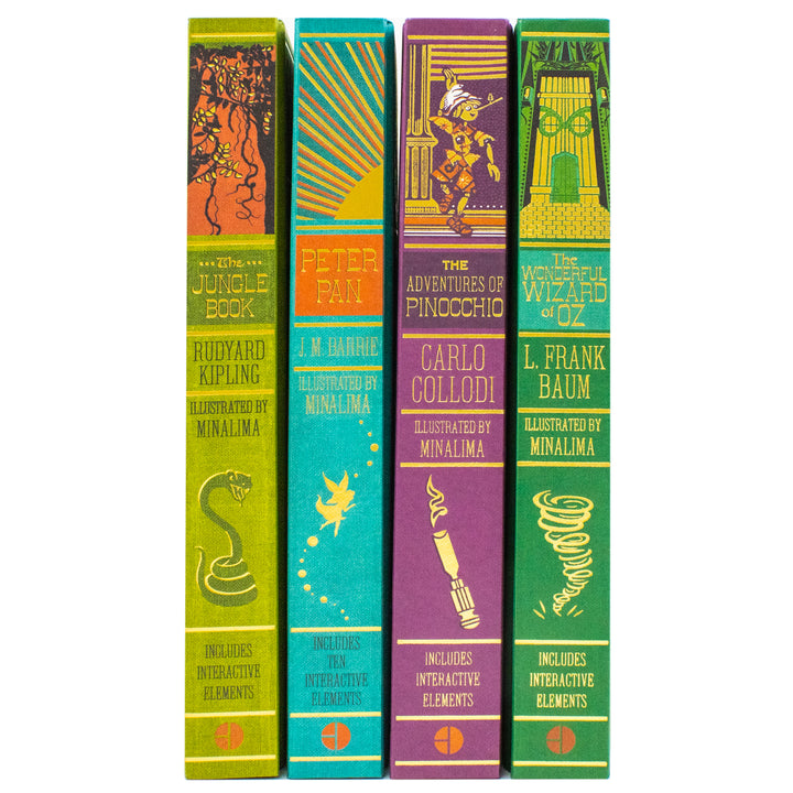 The Jungle Book, Peter Pan, The Wonderful Wizard and The Adventures of Pinocchio (Minalima Edition) 4 Books Collection Set