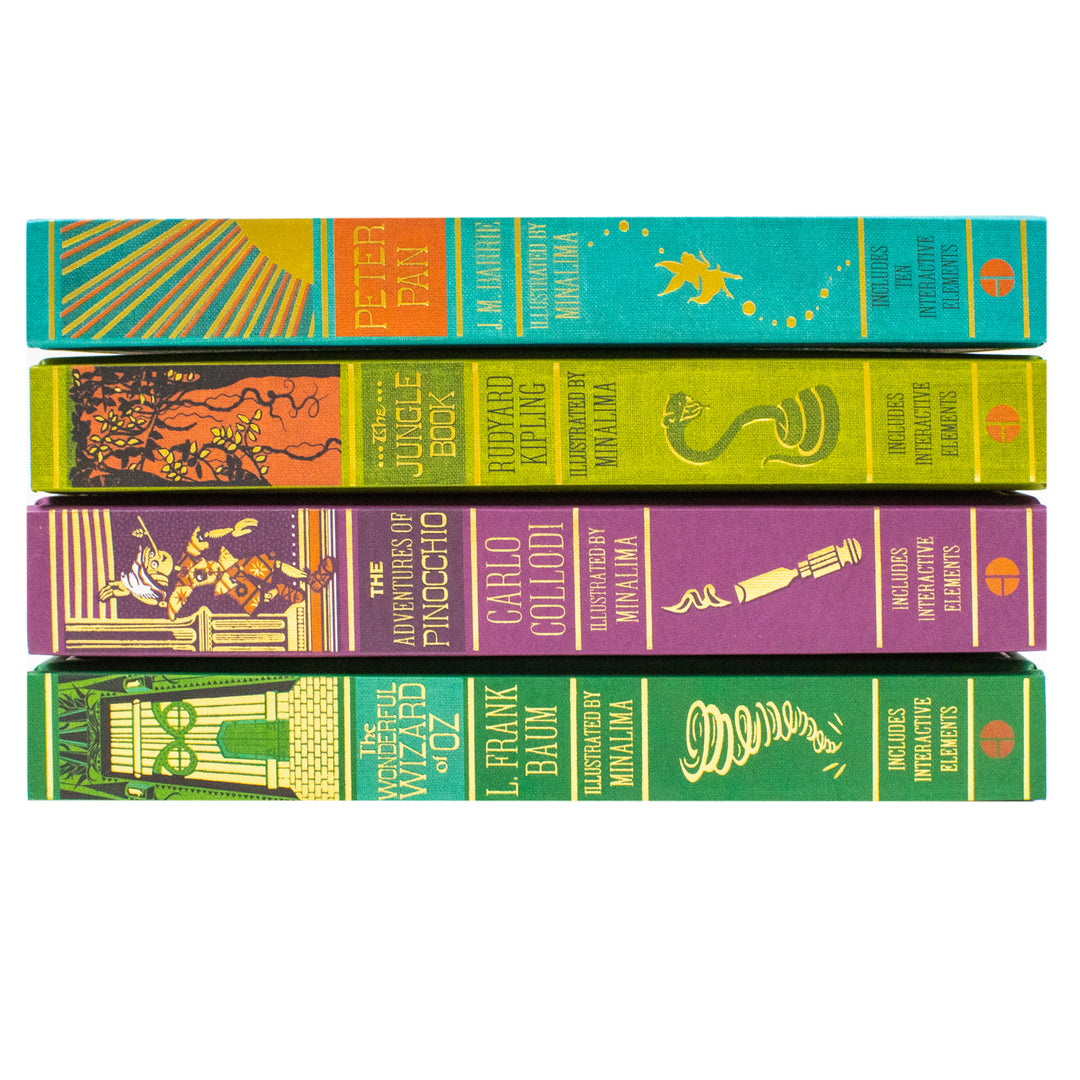 The Jungle Book, Peter Pan, The Wonderful Wizard and The Adventures of Pinocchio (Minalima Edition) 4 Books Collection Set