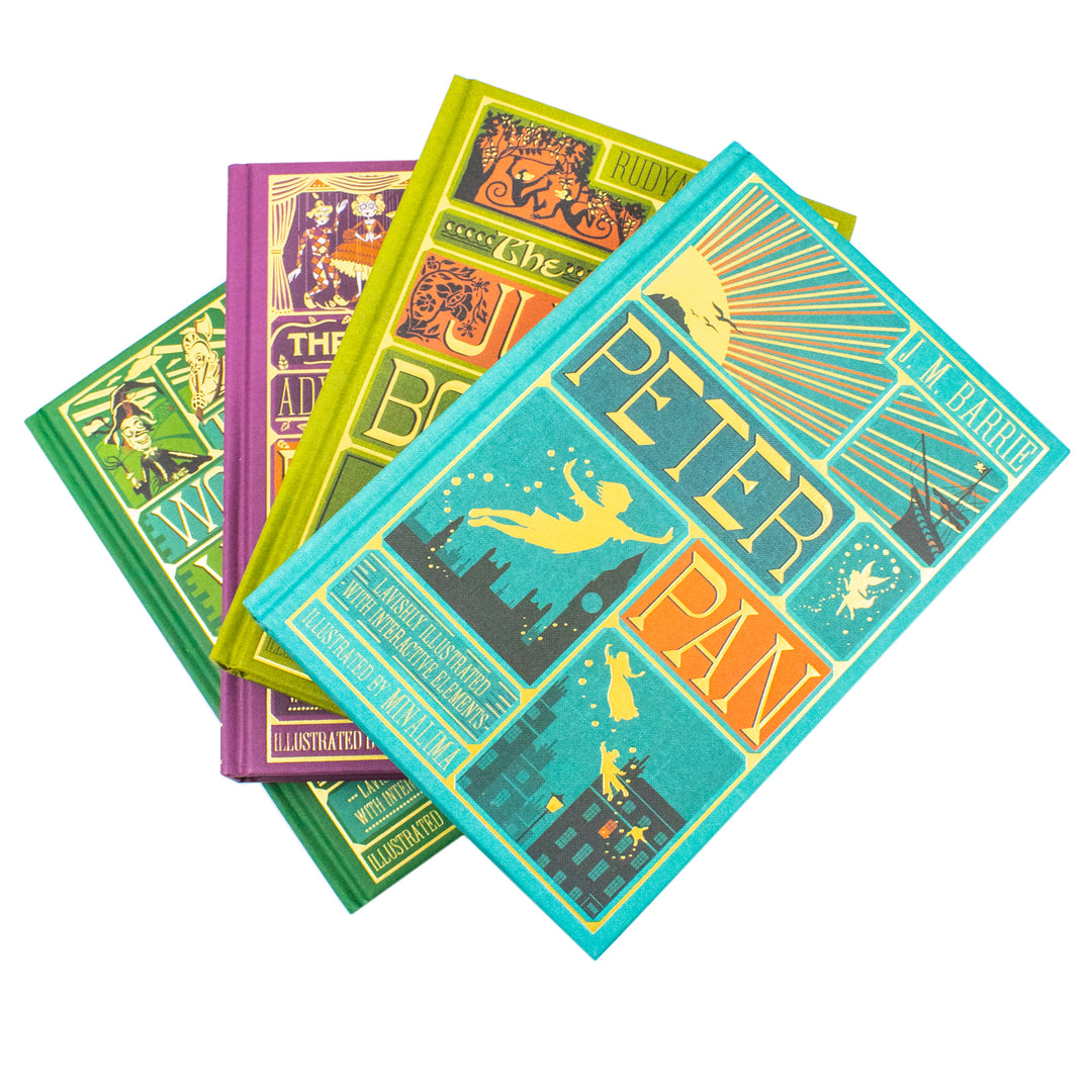 The Jungle Book, Peter Pan, The Wonderful Wizard and The Adventures of Pinocchio (Minalima Edition) 4 Books Collection Set