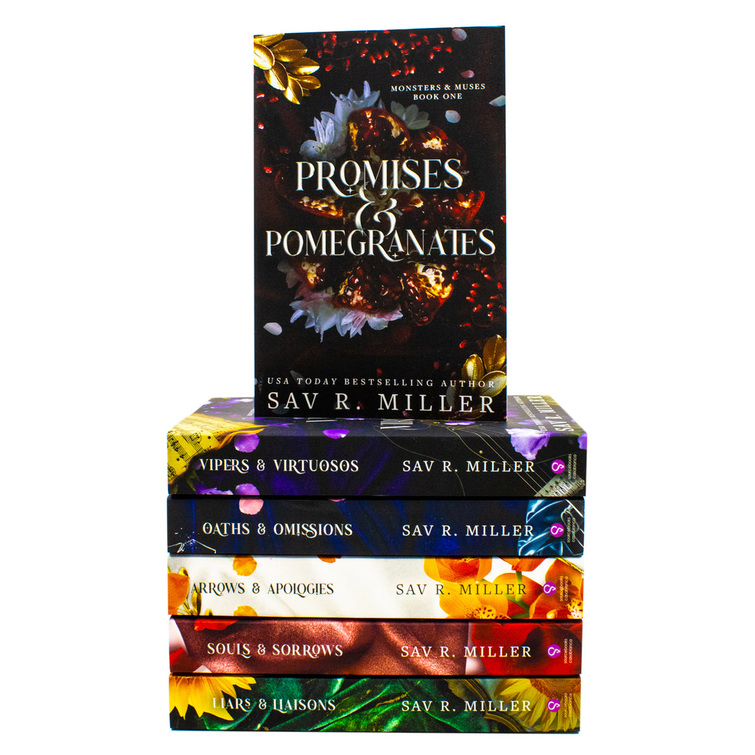 Monsters and Muses Series 6 Books Collection Set By Sav R. Miller (Promises and Pomegranates, Vipers and Virtuosos, Oaths and Omissions, Arrows and Apologies, Souls and Sorrows and Liars and Liaisons)