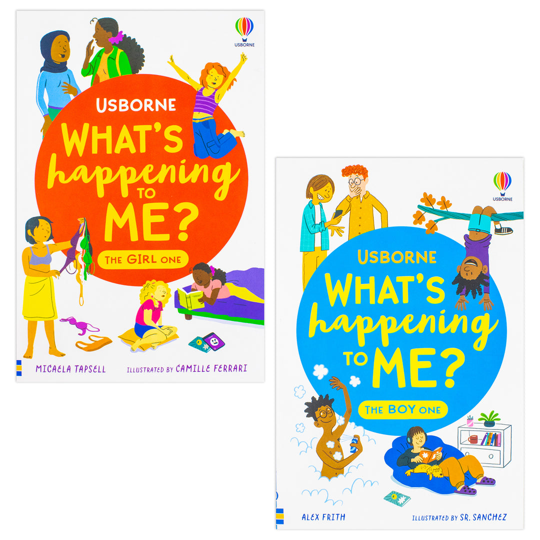 Usborne What's Happening to Me? 2 Books Collection Set - The Boy One and The Girl One | Growing Up and Puberty Guide for Boys and Girls (Paperback) | Body Changes, Emotions, Hygiene and Relationships | Ages 9-14