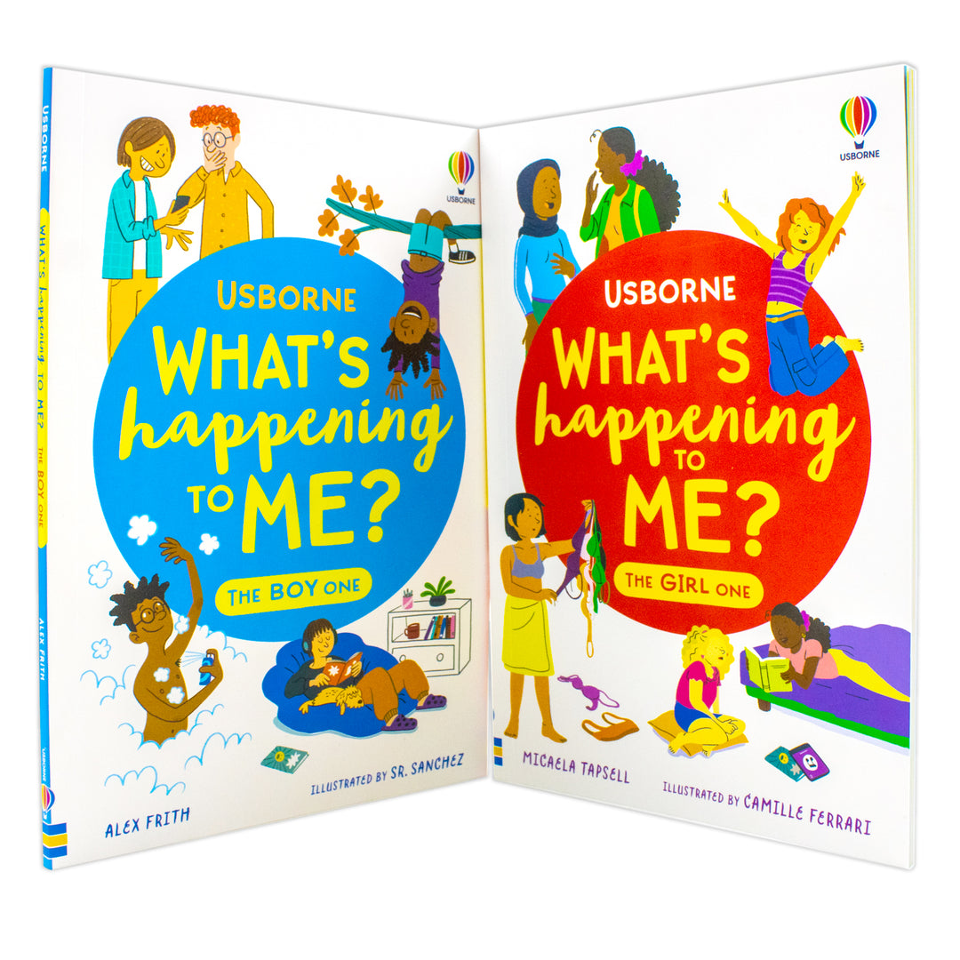 Usborne What's Happening to Me? 2 Books Collection Set - The Boy One and The Girl One | Growing Up and Puberty Guide for Boys and Girls (Paperback) | Body Changes, Emotions, Hygiene and Relationships | Ages 9-14