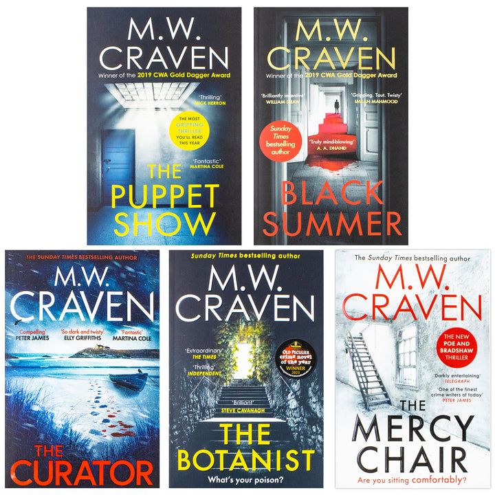 Washington Poe and Avison Fluke Series 5 Books Collection Set By M W Craven - Black Summer, The Puppet Show, The Curator, The Botanist, Dead Ground (Paperback)