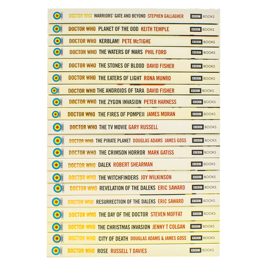 Doctor Who: Target Collection 1-20 Books Set | Paperback (Pirate Planet, Crimson Horror, Dalek, Rose, Waters of Mars, Kerblam, Stones of Blood, Eaters of Light, Fires of Pompeii, and More)