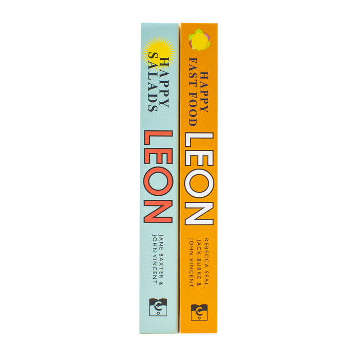 Leon Happy Salads and Happy Fast Food 2 Books Set By Jane Baxter, John Vincent, Rebecca Seal, Jack Burke