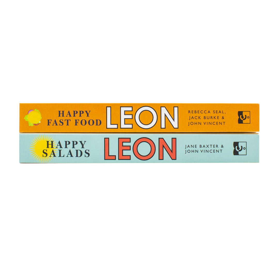 Leon Happy Salads and Happy Fast Food 2 Books Set By Jane Baxter, John Vincent, Rebecca Seal, Jack Burke