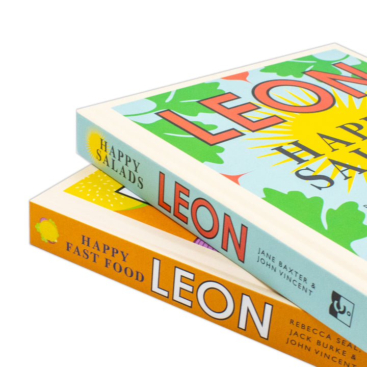 Leon Happy Salads and Happy Fast Food 2 Books Set By Jane Baxter, John Vincent, Rebecca Seal, Jack Burke