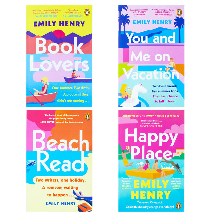 Emily Henry Collection 4 Books Set (Happy Place, Book Lovers, Beach Read, You and Me on Vacation)