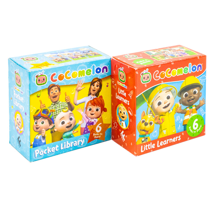 Cocomelon Little Learners Pocket Library 12 Board Books Collection Set (Animals, Fruit And Vegetables, Weather, Days of the Week, Family Time and More)