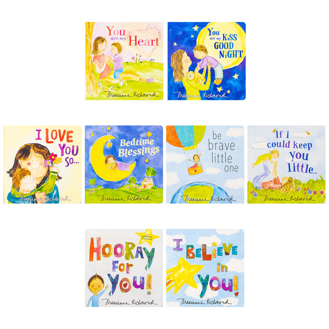 Big Library Board Book Marianne Richmond 8 Books Collection Box Set (I Love You So,If I Could Keep You Little, You Are My Kiss Good Night,Be Brave Little One,Hooray For You,I Believe In You and More)