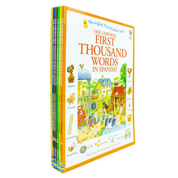 Usborne First Thousand Words Collection 6 Books Set By Heather Amery (First Thousand Words in English, Arabic, Chinese, Italian, French, Spanish)