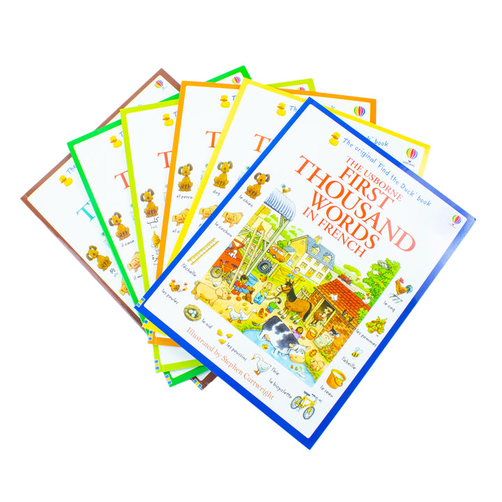 Usborne First Thousand Words Collection 6 Books Set By Heather Amery (First Thousand Words in English, Arabic, Chinese, Italian, French, Spanish)