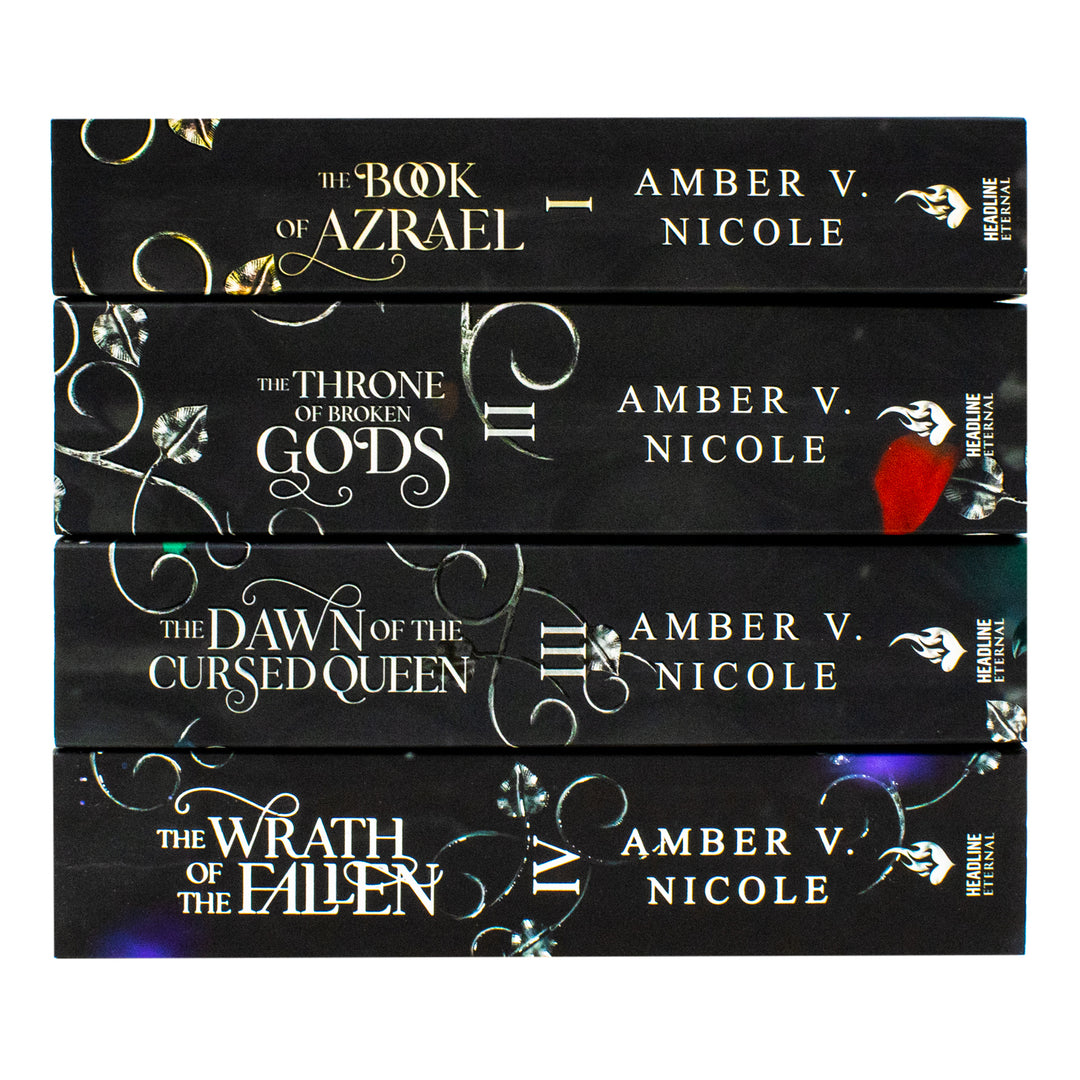 Gods and Monsters Series 1-4 Books Collection Set By Amber V. Nicole (The Book of Azrael, The Throne of Broken Gods, The Dawn of the Cursed Queen and The Wrath of the Fallen) | Paperback