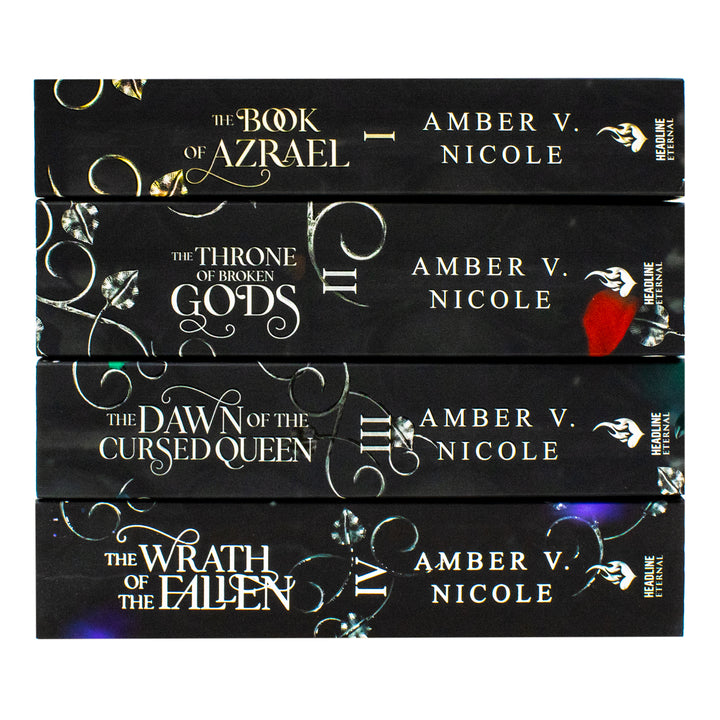 Gods and Monsters Series 1-4 Books Collection Set By Amber V. Nicole (The Book of Azrael, The Throne of Broken Gods, The Dawn of the Cursed Queen and The Wrath of the Fallen) | Paperback