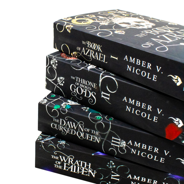 Gods and Monsters Series 1-4 Books Collection Set By Amber V. Nicole (The Book of Azrael, The Throne of Broken Gods, The Dawn of the Cursed Queen and The Wrath of the Fallen) | Paperback