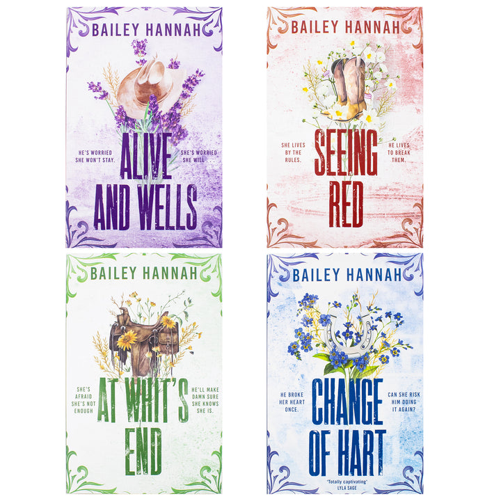 Wells Ranch Series 1-4 Books Collection Set By Bailey Hannah (Alive and Wells, Seeing Red, Change of Hart and At Whit's End) | Paperback