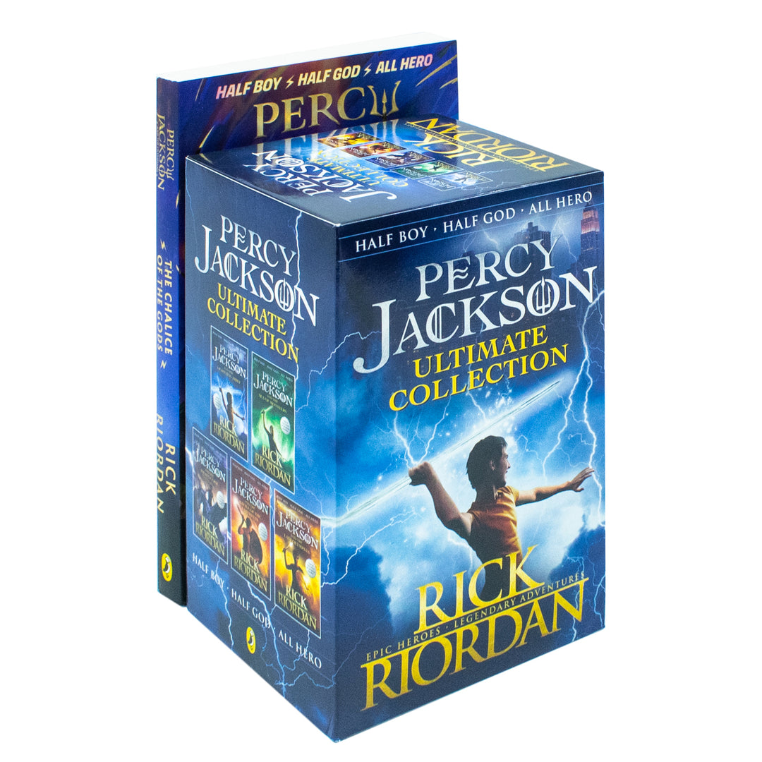 Percy Jackson and the Olympians Collection 6 Books Set By Rick Riordan (The Lightning Thief, Sea of Monsters,Titan's Curse,Battle of the Labyrinth,Last Olympian, The Chalice of the Gods)