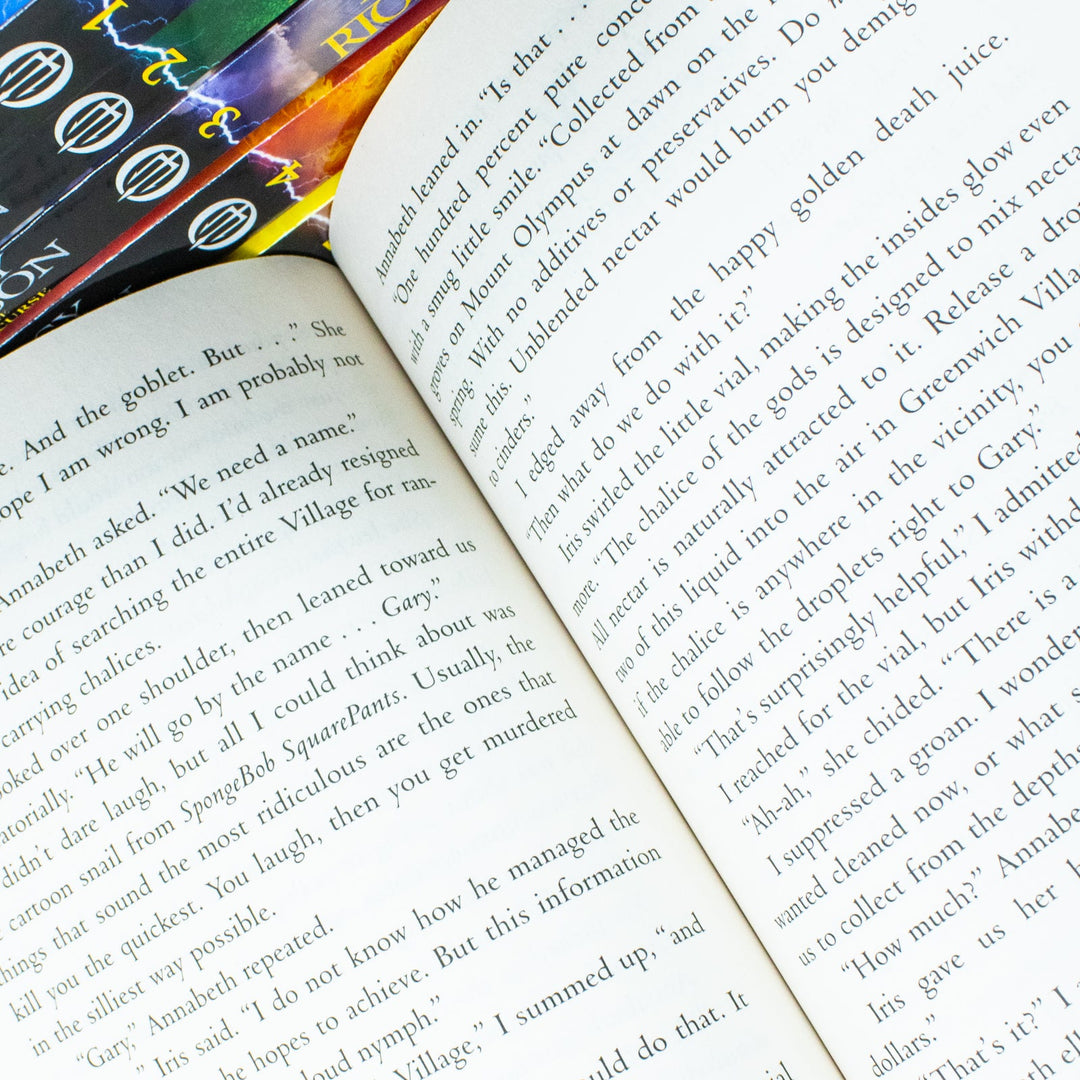 Percy Jackson and the Olympians Collection 6 Books Set By Rick Riordan (The Lightning Thief, Sea of Monsters,Titan's Curse,Battle of the Labyrinth,Last Olympian, The Chalice of the Gods)