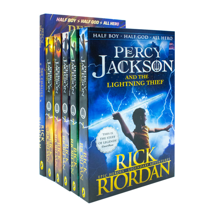 Percy Jackson and the Olympians Collection 6 Books Set By Rick Riordan (The Lightning Thief, Sea of Monsters,Titan's Curse,Battle of the Labyrinth,Last Olympian, The Chalice of the Gods)