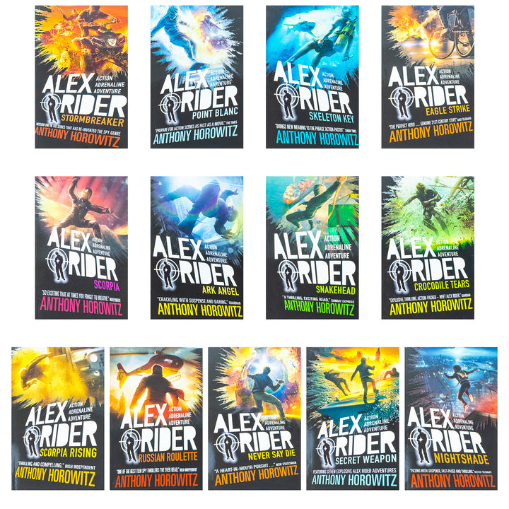 Alex Rider Series 13 Books Collection Set by Anthony Horowitz | Adventure, Thriller, Young Adult Fiction- Stormbreaker, Point Blanc,Skeleton Key& more