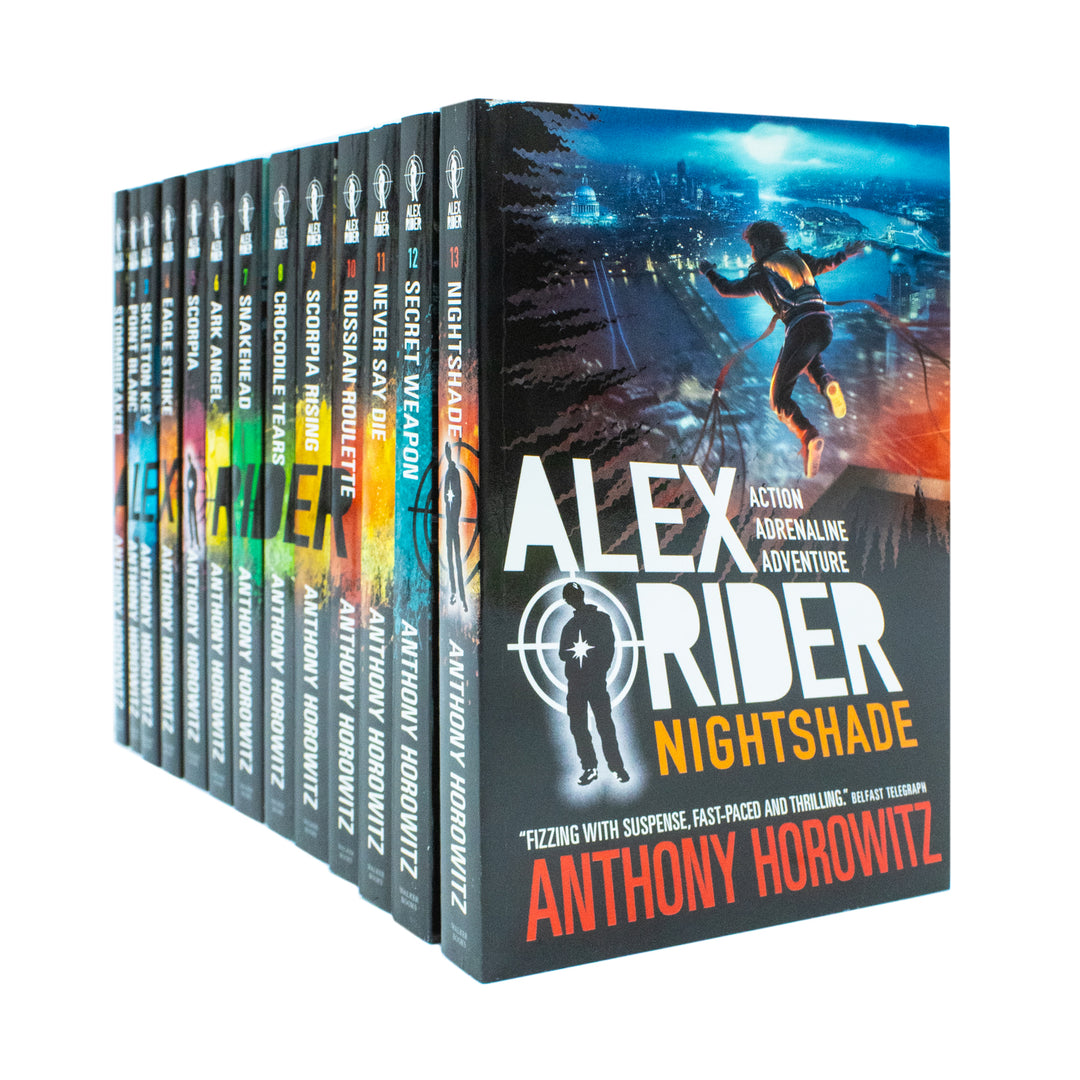Alex Rider Series 13 Books Collection Set by Anthony Horowitz | Adventure, Thriller, Young Adult Fiction- Stormbreaker, Point Blanc,Skeleton Key& more