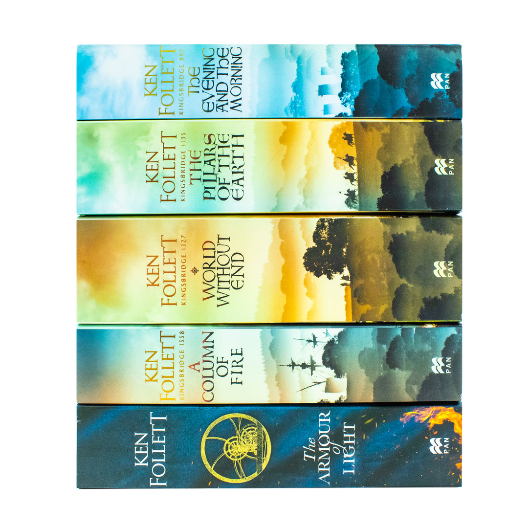 Kingsbridge Novels Collection 5 Books Set By Ken Follett (The Pillars Of The Earth, World Without End, A Column Of Fire, The Evening And The Morning & The Armour Of Light)