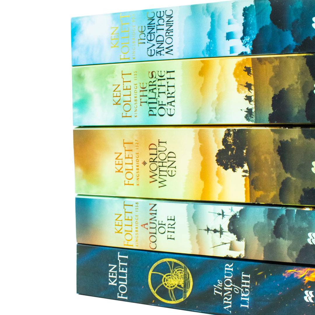 Kingsbridge Novels Collection 5 Books Set By Ken Follett (The Pillars Of The Earth, World Without End, A Column Of Fire, The Evening And The Morning & The Armour Of Light)