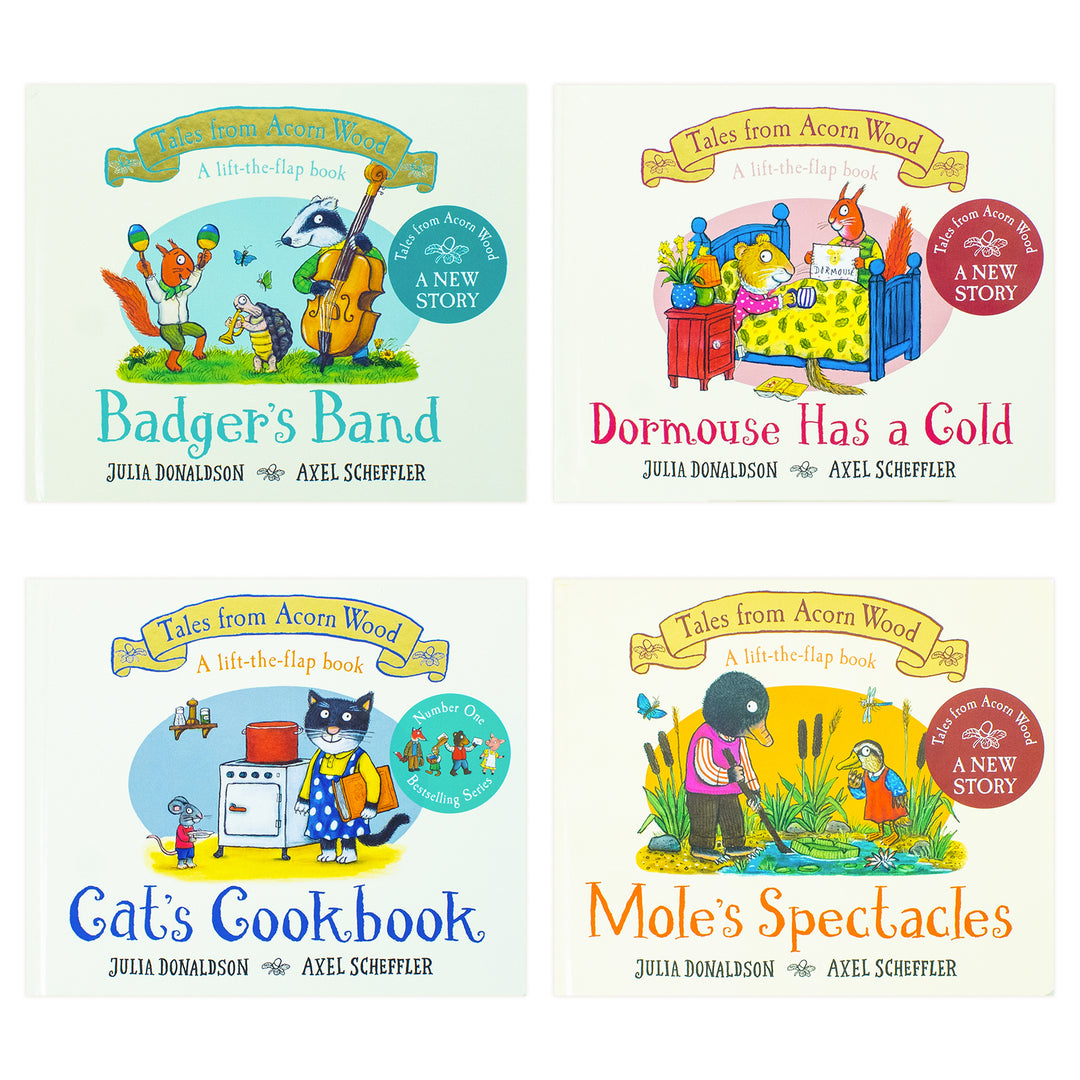 Julia Donaldson Tales From Acorn Wood Series Collection 5 Books Set (Cat's Cookbook, Squirrel's Snowman, Mole's Spectacles, Badger's Band & Dormouse Has a Cold)