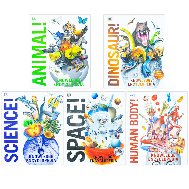 DK Knowledge Encyclopedias 5-Book Collection | Educational & fun set for kids – science, space, human body, animals, dinosaurs, STEM learning