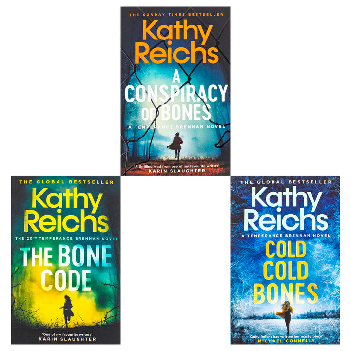 Temperance Brennan Series 19-21 Book Collection by Kathy Reichs | Mystery Thriller Novels: Cold Bones, Conspiracy of Bones, Bone Code | Crime, Fiction
