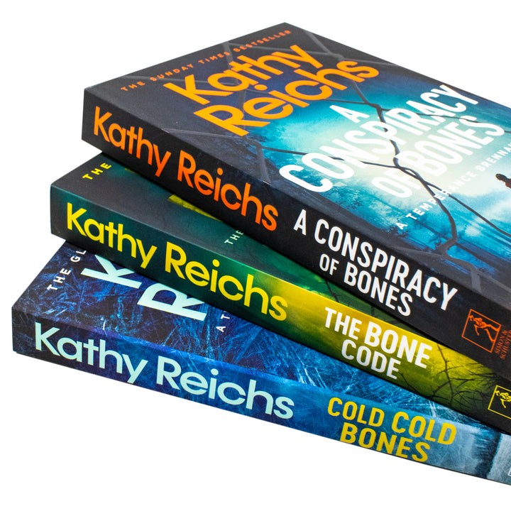 Temperance Brennan Series 19-21 Book Collection by Kathy Reichs | Mystery Thriller Novels: Cold Bones, Conspiracy of Bones, Bone Code | Crime, Fiction