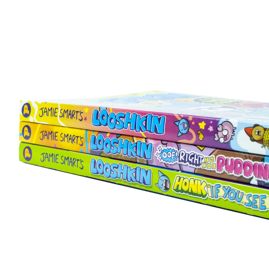 Jamie Smart's Looshkin Series: 3 Books Collection Set - Honk If You See It!, Oof! Right in the Puddings!, Maddest Cat in the World paperback Age 6+