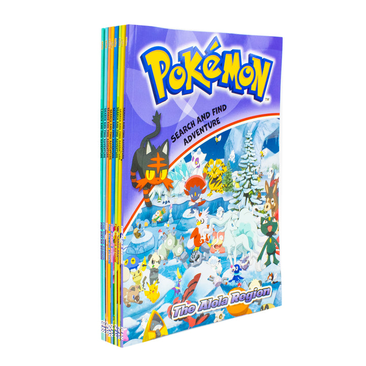 Pokémon Search and Find Adventure 8 Books Collection Set | Paperback (The Alola Region, The Kanto Region, The Unova Region, The Kalos Region, Sinnoh Region, Johto Region, Hoenn Region and Galar Region)