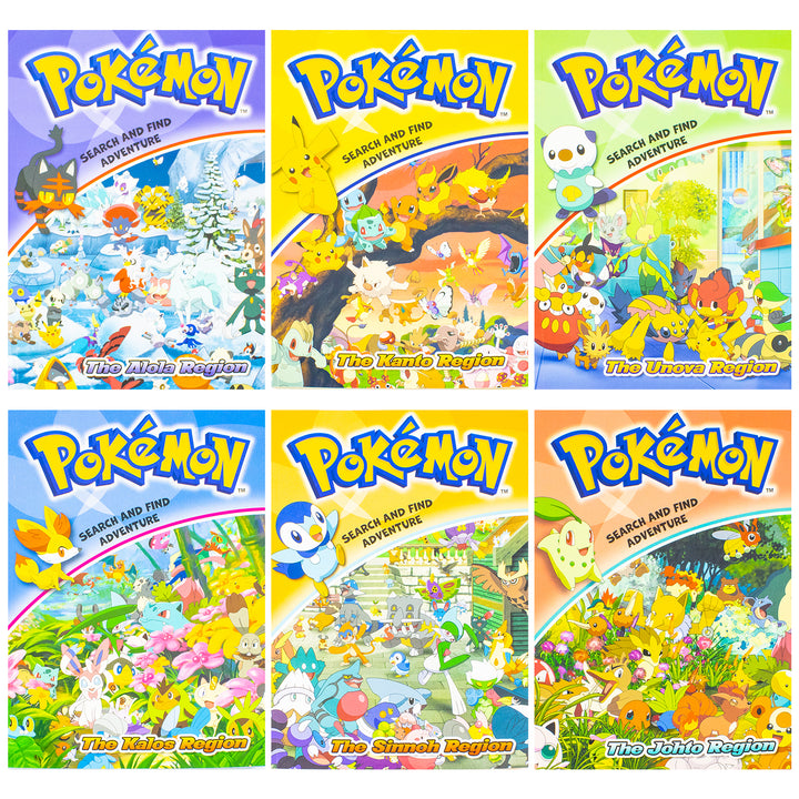Pokémon Search and Find Adventure 8 Books Collection Set | Paperback (The Alola Region, The Kanto Region, The Unova Region, The Kalos Region, Sinnoh Region, Johto Region, Hoenn Region and Galar Region)