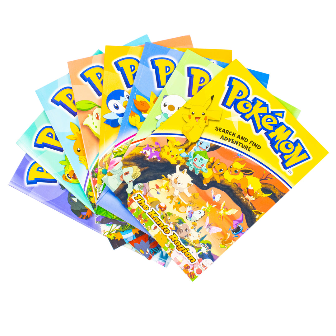 Pokémon Search and Find Adventure 8 Books Collection Set | Paperback (The Alola Region, The Kanto Region, The Unova Region, The Kalos Region, Sinnoh Region, Johto Region, Hoenn Region and Galar Region)