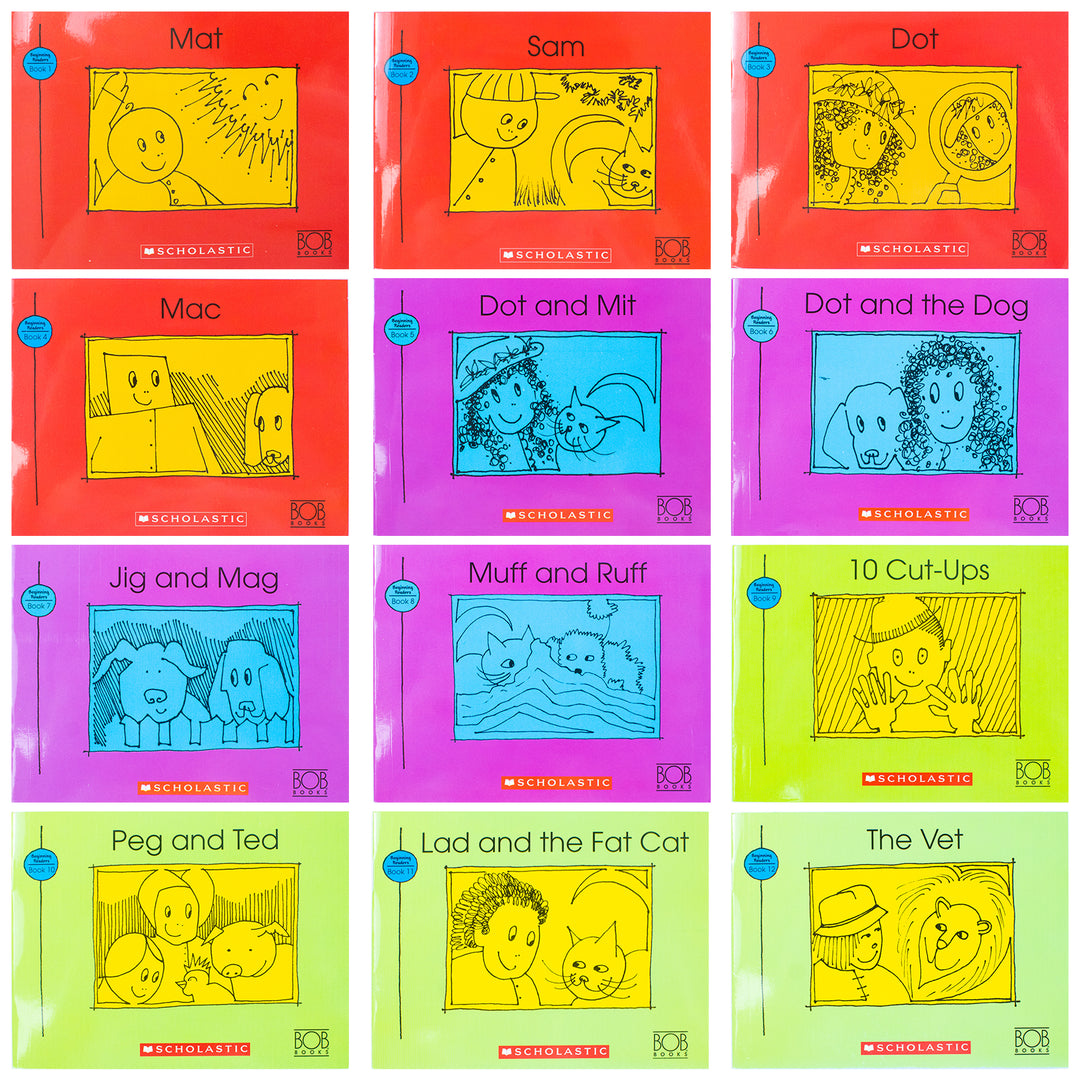 Bob Books Set 1: Beginning Readers (Stage 1: Starting to Read) | 12 Easy Books for Kids | Phonics, Literacy, Early Learning, Fun Stories & Education