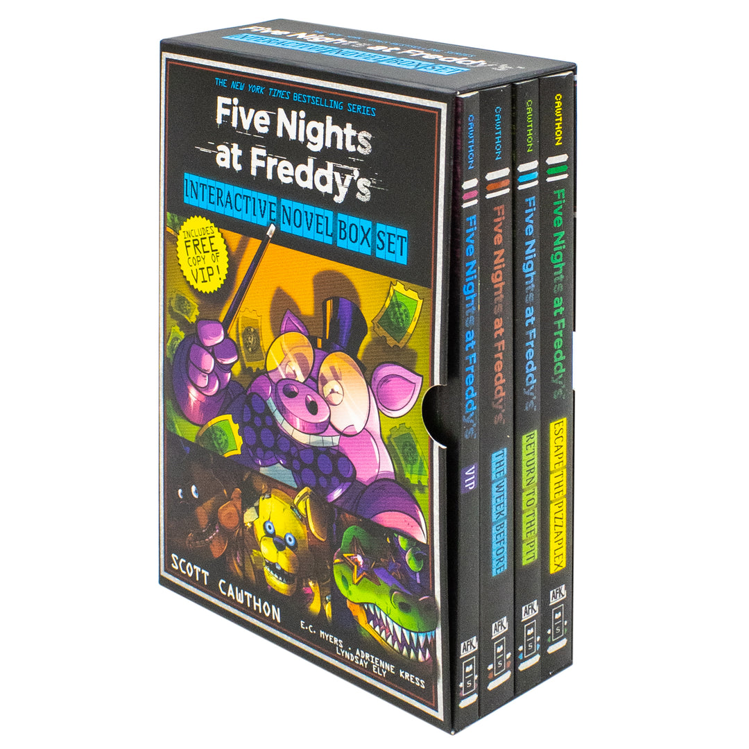 Five Nights at Freddy's: Interactive Novels 4 Books Collection Box Set by Scott Cawthon – Escape the Pizzaplex, Return to the Pit, The Week Before & VIP | Paperback
