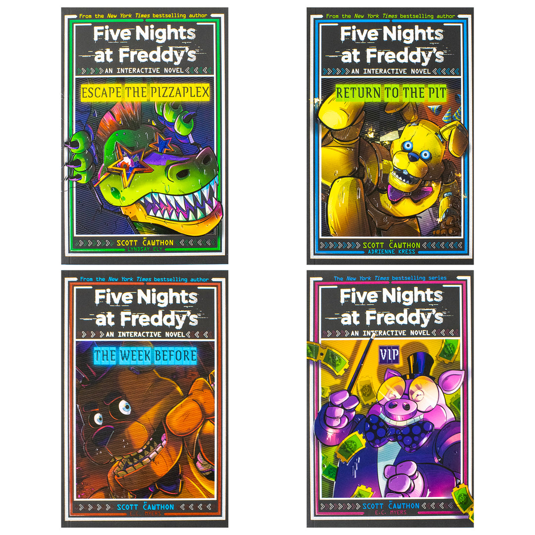 Five Nights at Freddy's: Interactive Novels 4 Books Collection Box Set by Scott Cawthon – Escape the Pizzaplex, Return to the Pit, The Week Before & VIP | Paperback