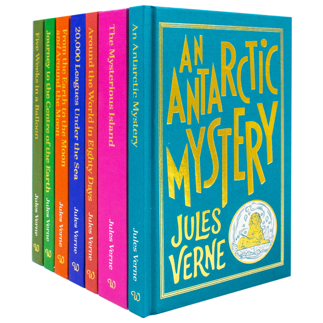Jules Verne 7 Books Hardcover Box Set | The Mysterious Island, Around the World in Eighty Days, Twenty Thousand Leagues Under the Sea & More | Classic Adventure Fiction