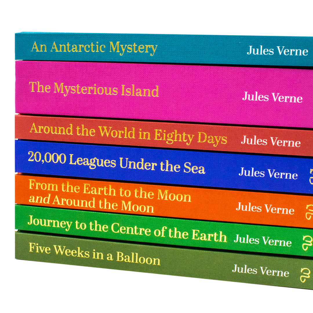 Jules Verne 7 Books Hardcover Box Set | The Mysterious Island, Around the World in Eighty Days, Twenty Thousand Leagues Under the Sea & More | Classic Adventure Fiction