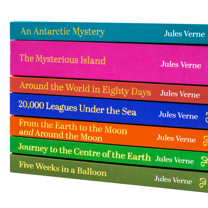 Jules Verne 7 Books Hardcover Box Set | The Mysterious Island, Around the World in Eighty Days, Twenty Thousand Leagues Under the Sea & More | Classic Adventure Fiction