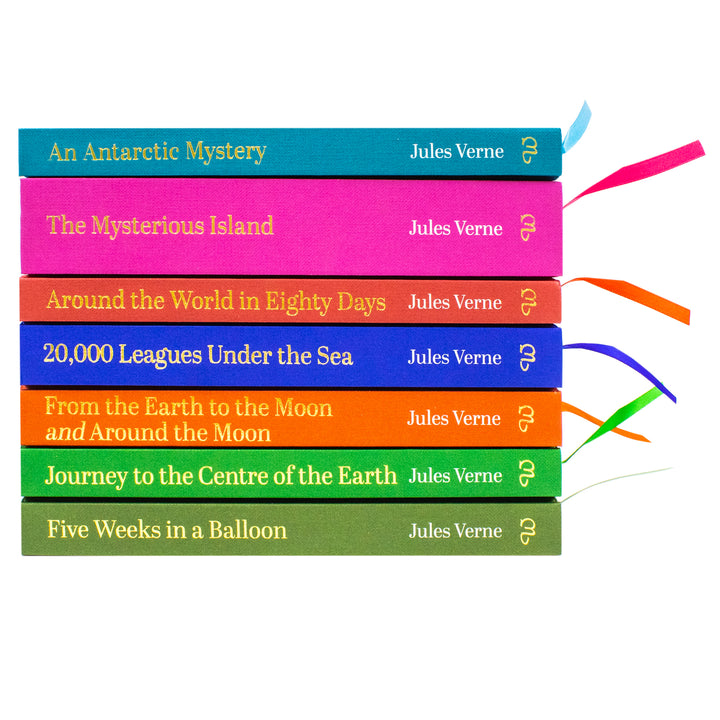 Jules Verne 7 Books Hardcover Box Set | The Mysterious Island, Around the World in Eighty Days, Twenty Thousand Leagues Under the Sea & More | Classic Adventure Fiction
