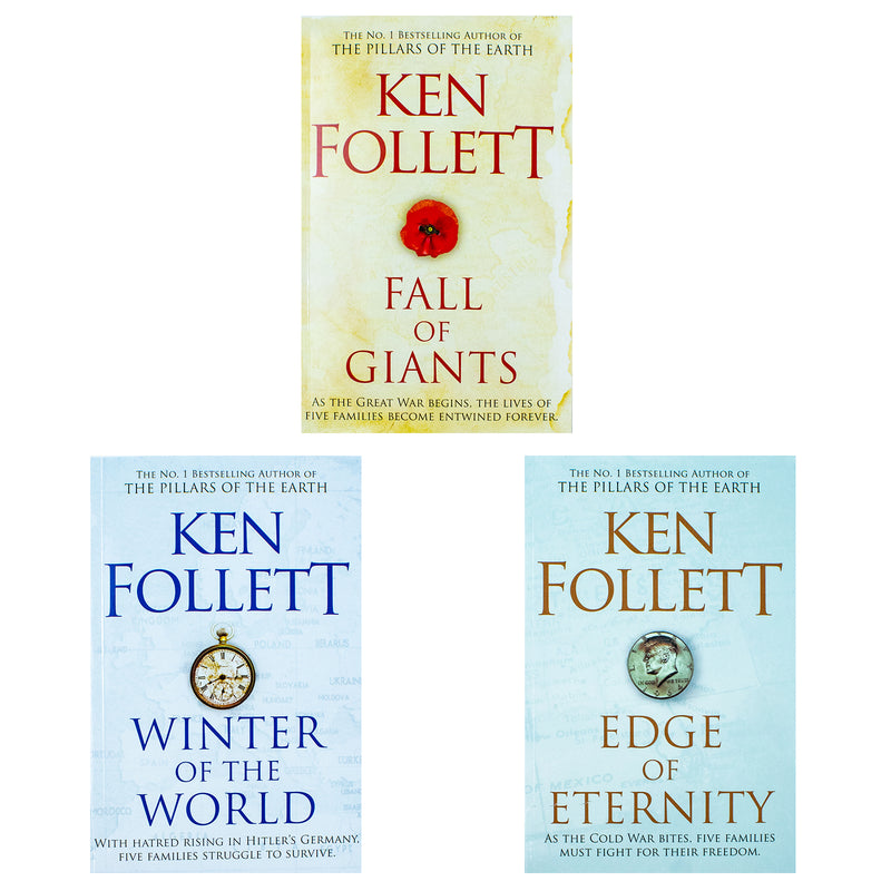 Ken Follett Century Trilogy 3-Book Paperback Set – Fall of Giants, Winter of the World, Edge of Eternity | Epic Historical Fiction, War & Family Saga