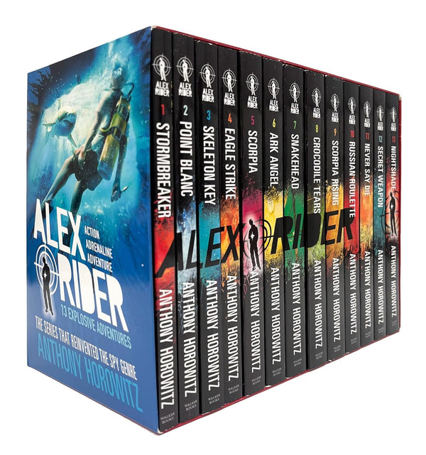 Alex Rider Series 13 Books Collection Set by Anthony Horowitz | Adventure, Thriller, Young Adult Fiction- Stormbreaker, Point Blanc,Skeleton Key& more